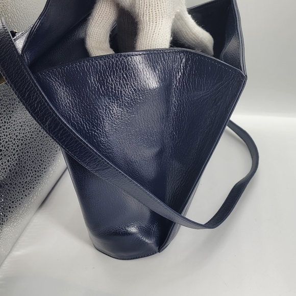 VTG RARE Salvatore Ferragamo Dark Blue Shoulder Bag E 213661 Made in Italy Snap - Picture 5 of 12
